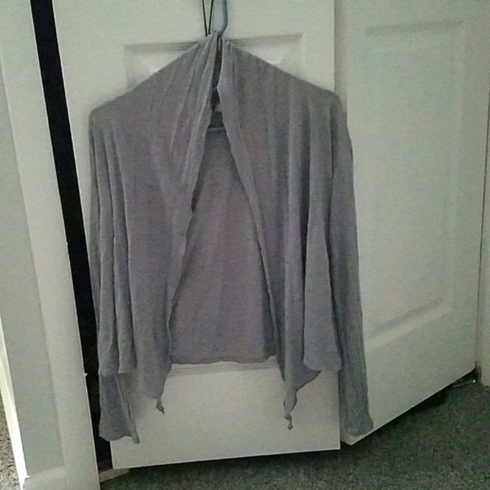 Thin Gray Open Front Cardigan